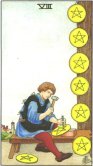 Opt de Pentagrame - Eight of Pentagrams in Tarot